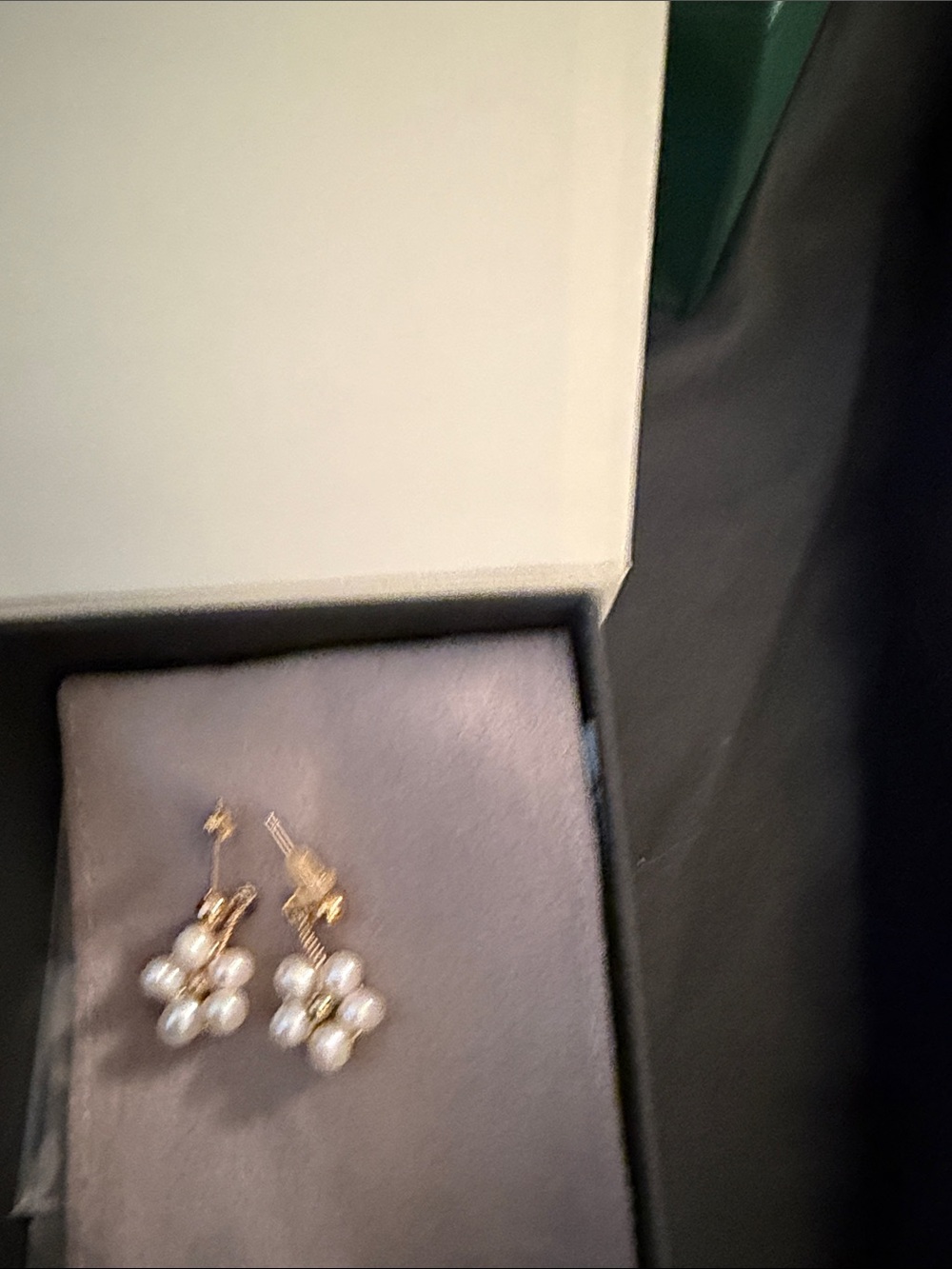 Gold Floral Pearl Drop Earrings for Women